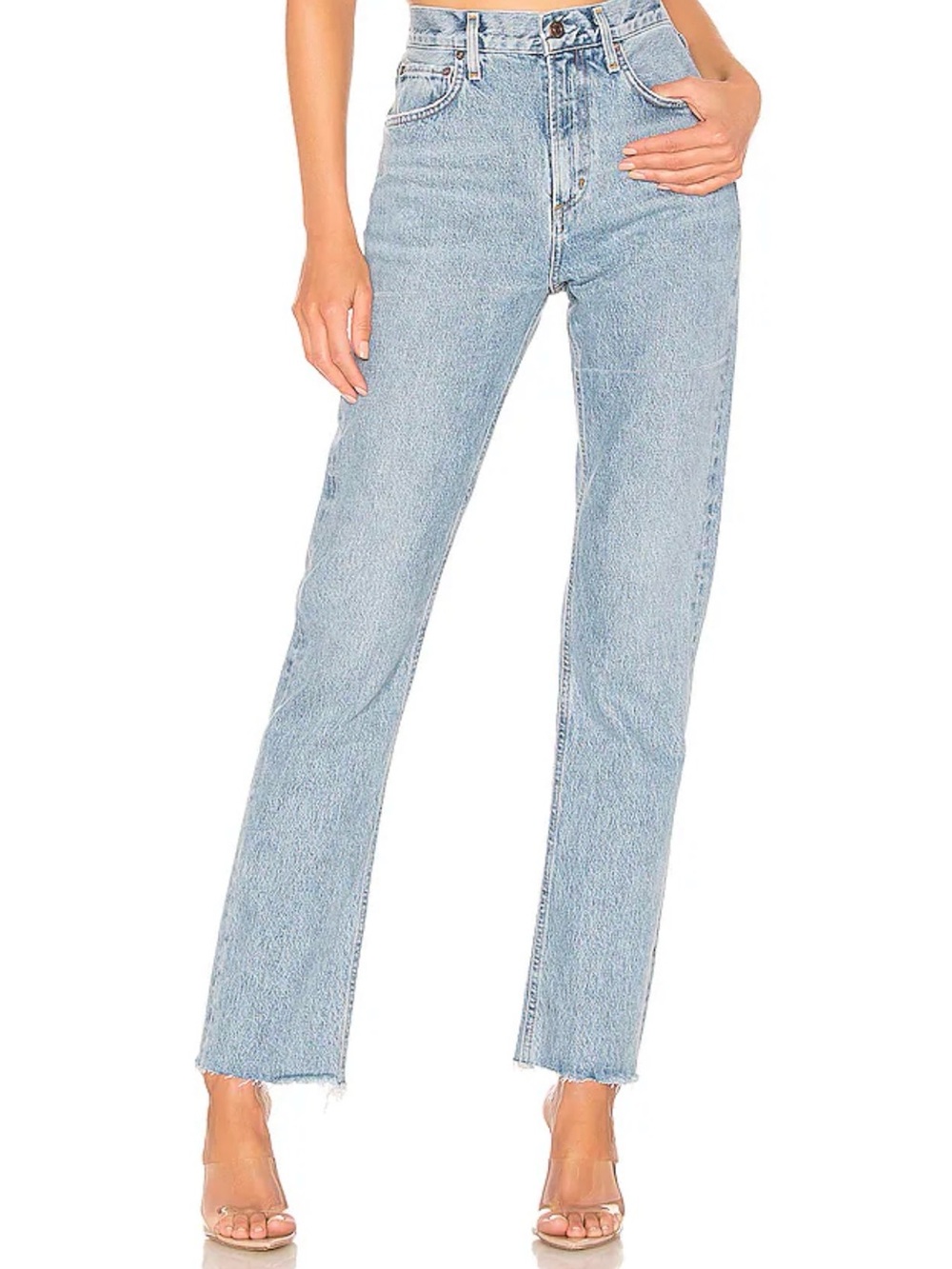 AGOLDE Cherie High Rise Straight Jeans Merit Raw Hem Size 25